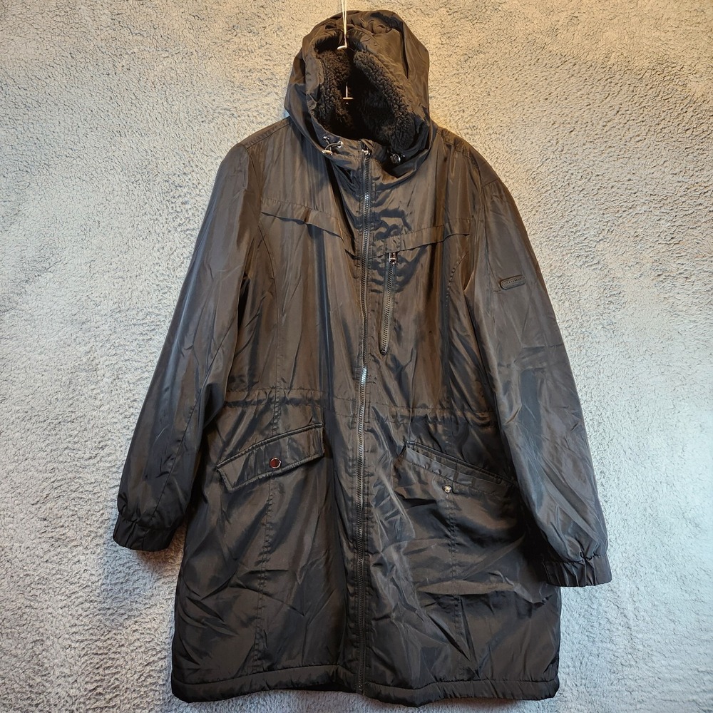 Lucky Brand Windbreaker Jacket Adult XL Black Fleece Lined Fullā Zip Hooded